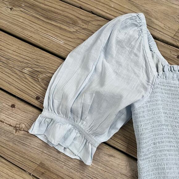 Gap Women's Puff Sleeve Smocked Peplum Top Essential Blue Size XL. NEW - Picture 3 of 7